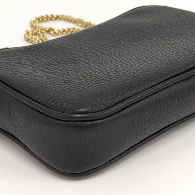 Gucci Chain Shoulder Bag Ggmarmont Mini Camera Bag Leather Black 772759