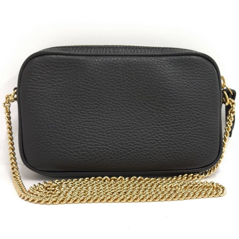 Gucci Chain Shoulder Bag Ggmarmont Mini Camera Bag Leather Black 772759