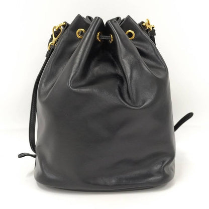 Prada Duet Drawstring Shoulder Bag Leather Black 1 Bh038