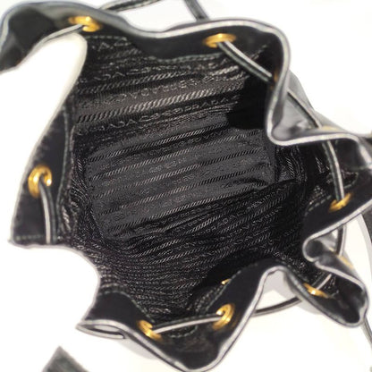 Prada Duet Drawstring Shoulder Bag Leather Black 1 Bh038