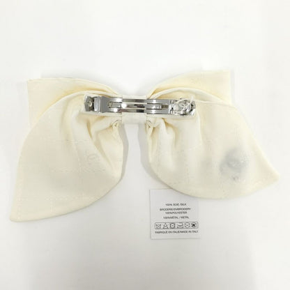 Chanel Barrette Ribbon Coco Mark White