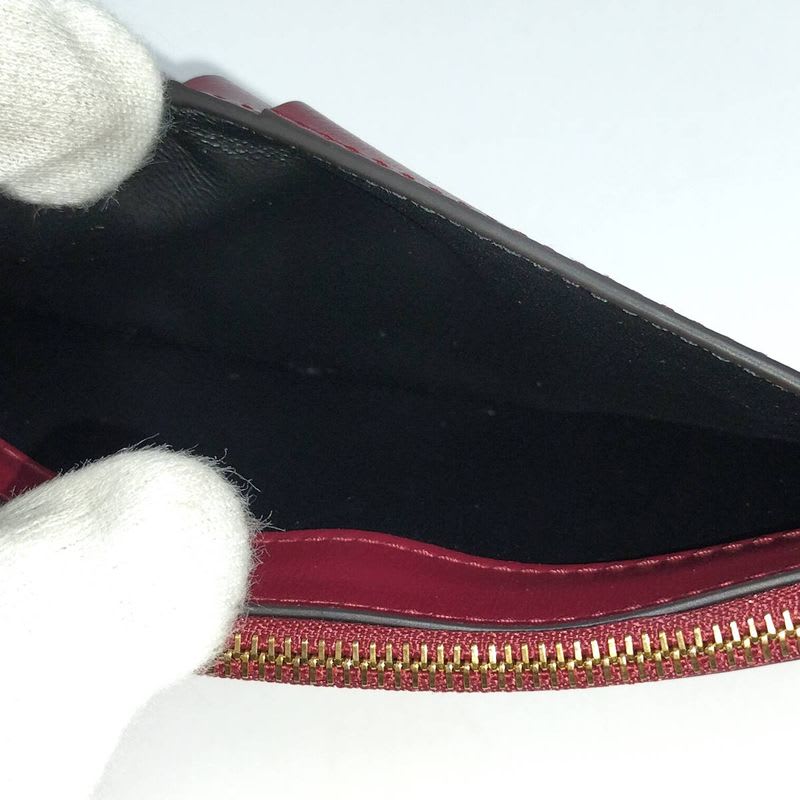 Cartier Card Holder Fragment Case Panther C Leather Bordeaux