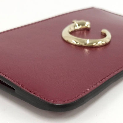 Cartier Card Holder Fragment Case Panther C Leather Bordeaux