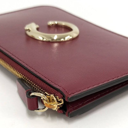 Cartier Card Holder Fragment Case Panther C Leather Bordeaux