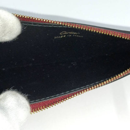 Cartier Card Holder Fragment Case Panther C Leather Bordeaux