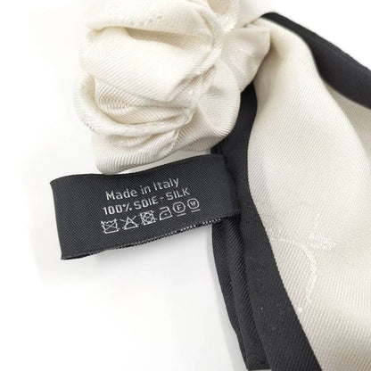 Chanel Scrunchie Ribbon Here Mark Logo Hair Clip Silk White Black