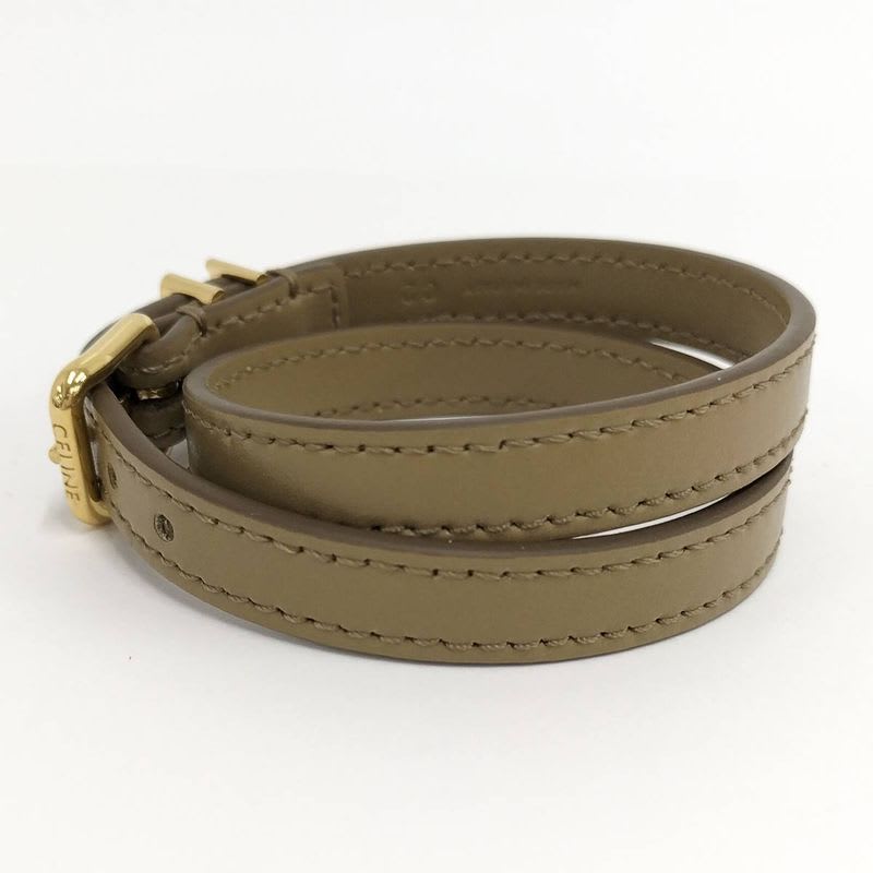 Celine Les Cuirs Bracelet Double Leather Khaki
