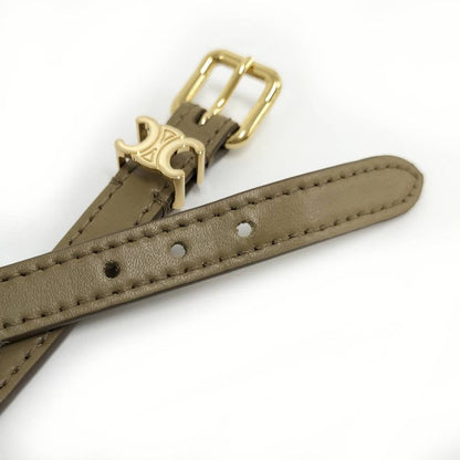 Celine Les Cuirs Bracelet Double Leather Khaki