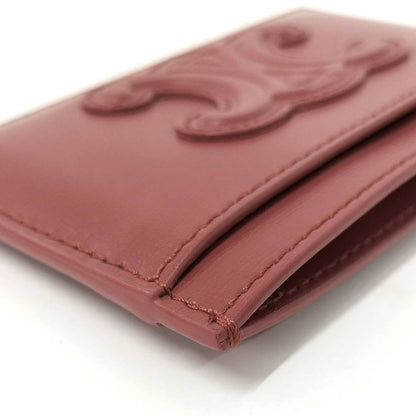 Celine Card Case Triomphe Leather Pink