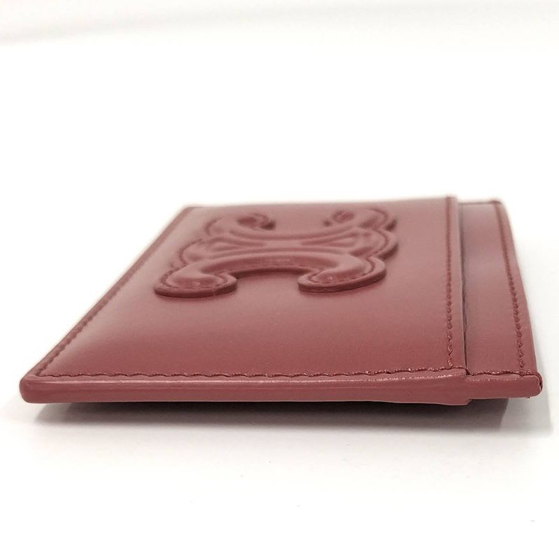 Celine Card Case Triomphe Leather Pink