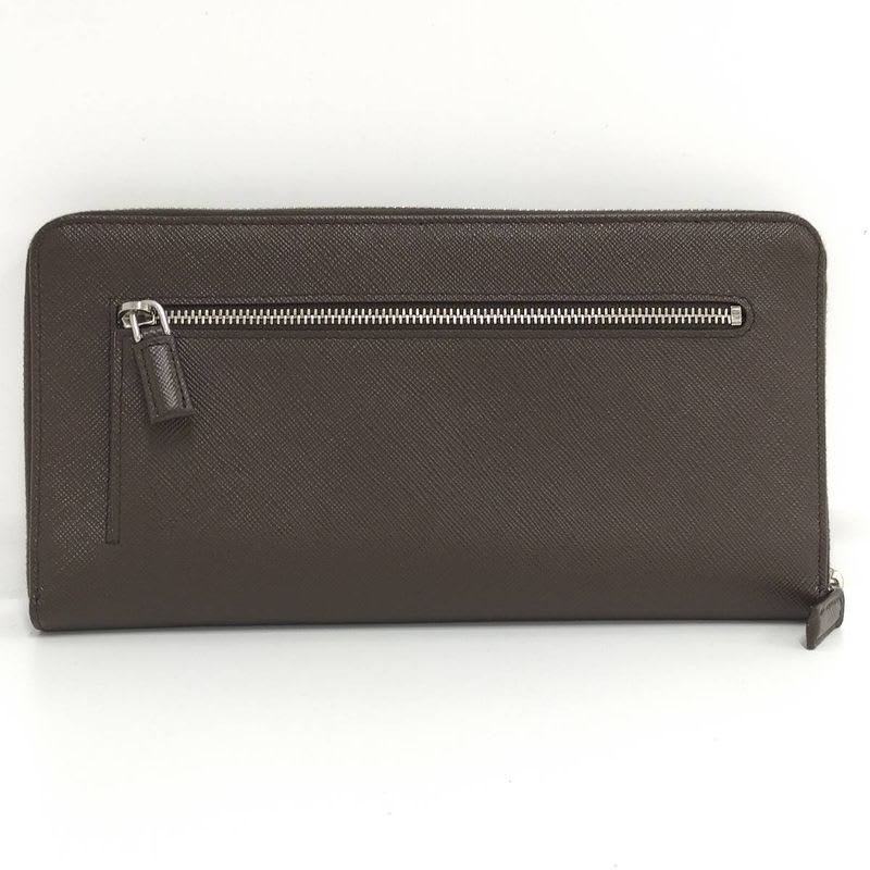 Prada Round Zipper Long Wallet Leather Brown 2 Ml220