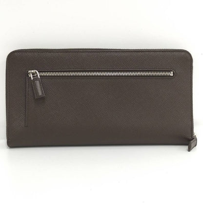 Prada Round Zipper Long Wallet Leather Brown 2 Ml220