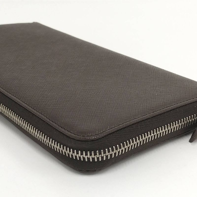 Prada Round Zipper Long Wallet Leather Brown 2 Ml220