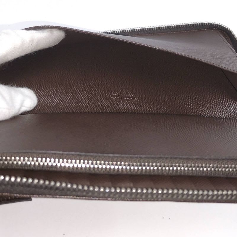 Prada Round Zipper Long Wallet Leather Brown 2 Ml220