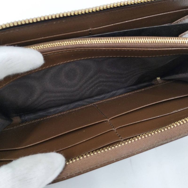 Gucci Round Zipper Long Wallet Horsebit PVC Brown 621889
