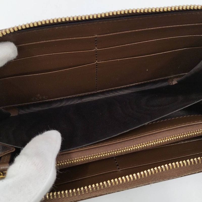Gucci Round Zipper Long Wallet Horsebit PVC Brown 621889