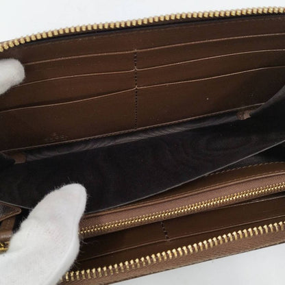 Gucci Round Zipper Long Wallet Horsebit PVC Brown 621889