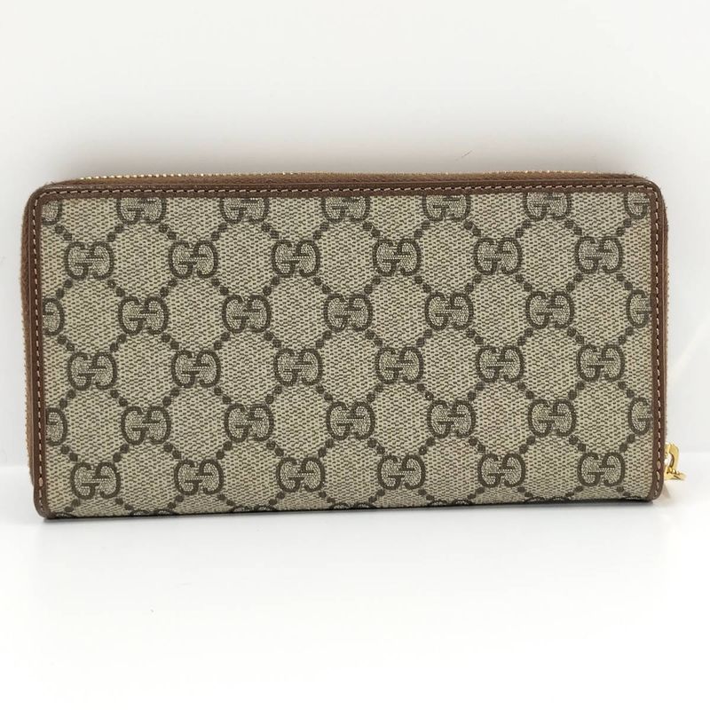 Gucci Round Zipper Long Wallet Horsebit PVC Brown 621889