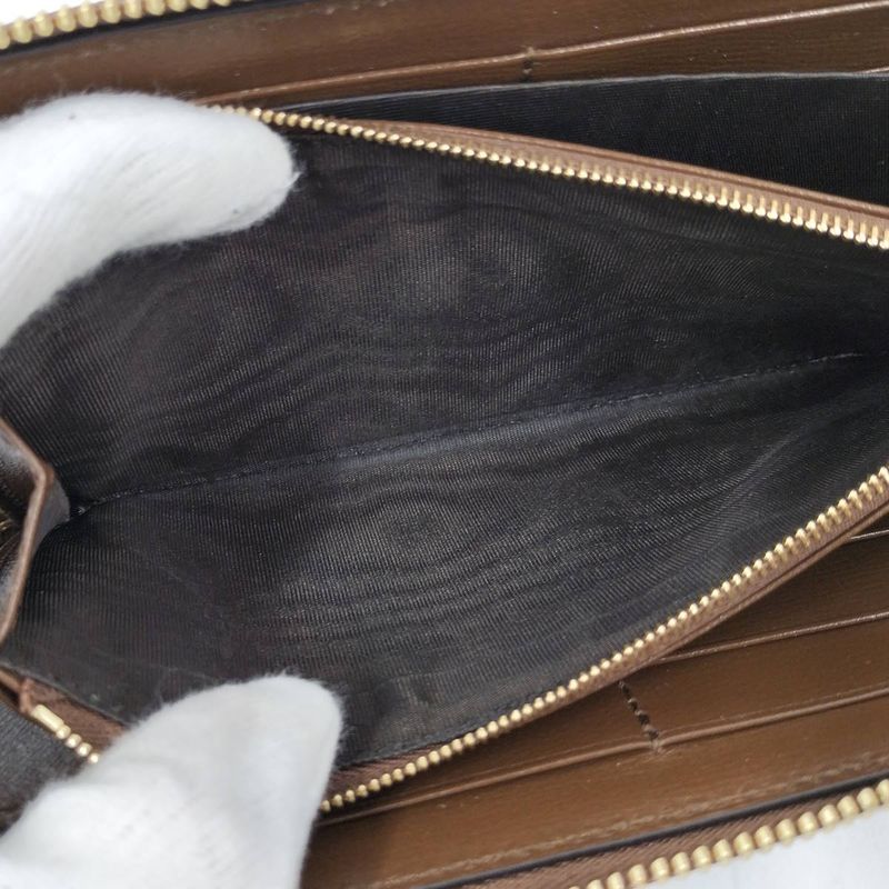 Gucci Round Zipper Long Wallet Horsebit PVC Brown 621889