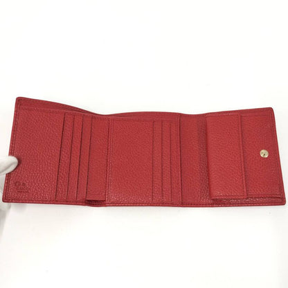 Gucci Trifold Wallet Compact Wallet Soho Interlocking G Leather Red 598207
