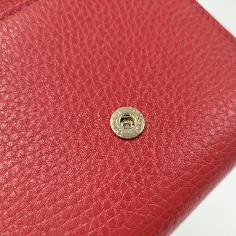 Gucci Trifold Wallet Compact Wallet Soho Interlocking G Leather Red 598207