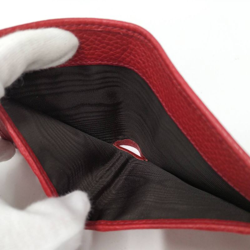 Gucci Trifold Wallet Compact Wallet Soho Interlocking G Leather Red 598207