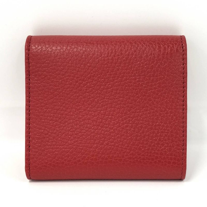 Gucci Trifold Wallet Compact Wallet Soho Interlocking G Leather Red 598207