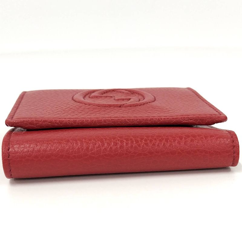 Gucci Trifold Wallet Compact Wallet Soho Interlocking G Leather Red 598207