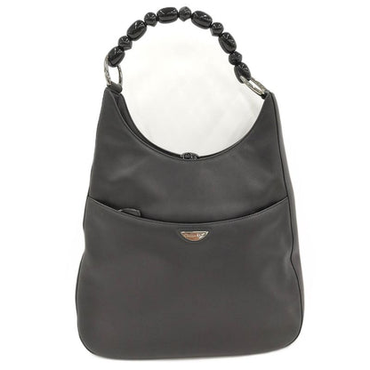Christian Dior Maris Pearl Handbag Leather Black