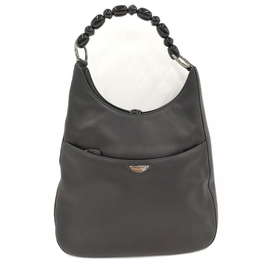 Christian Dior Maris Pearl Handbag Leather Black