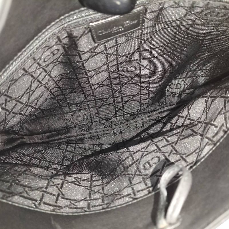 Christian Dior Maris Pearl Handbag Leather Black