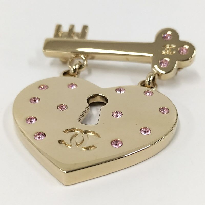 Chanel Brooch Heart Lock Plated