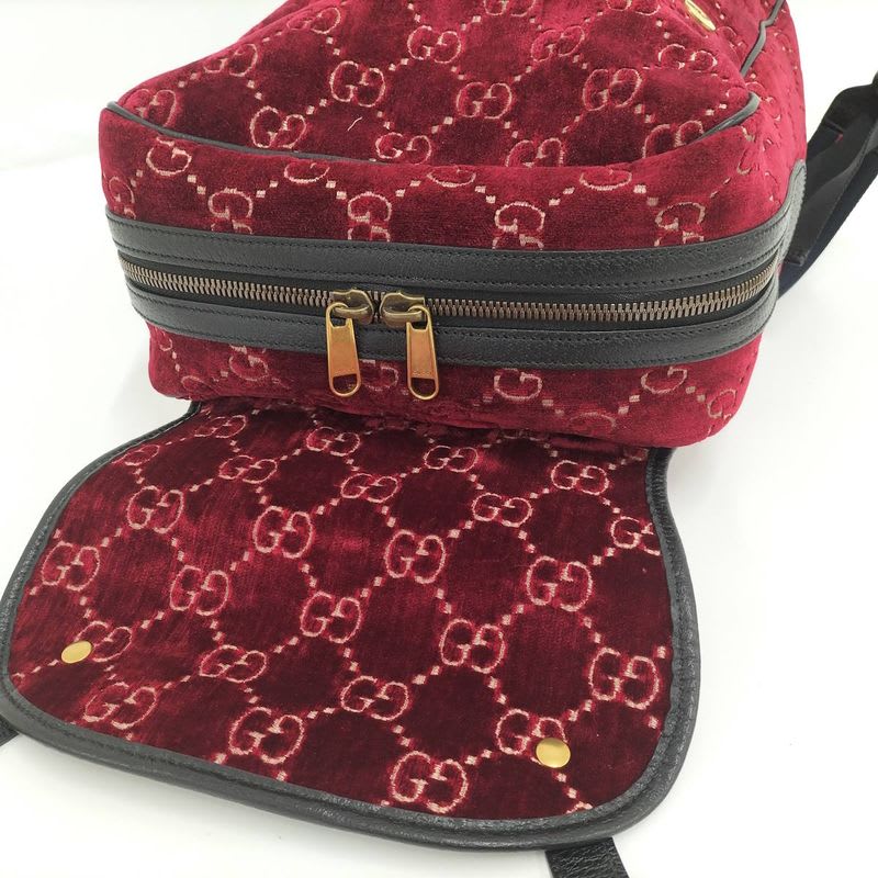 Gucci Backpack Sac GG Velvet Velor Red