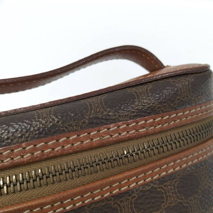 Celine Vanity Bag Macadam Pattern Leather PVC Brown