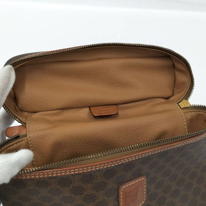 Celine Vanity Bag Macadam Pattern Leather PVC Brown