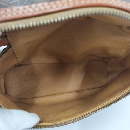 Celine Vanity Bag Macadam Pattern Leather PVC Brown