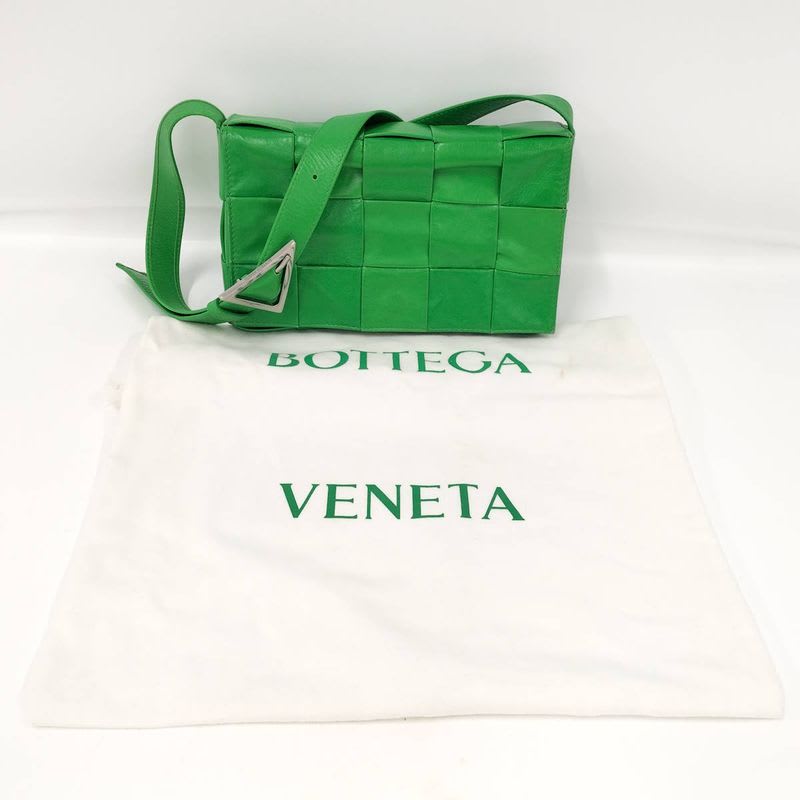 Bottega Veneta Shoulder Bag Cassette Intrecciato Leather Green