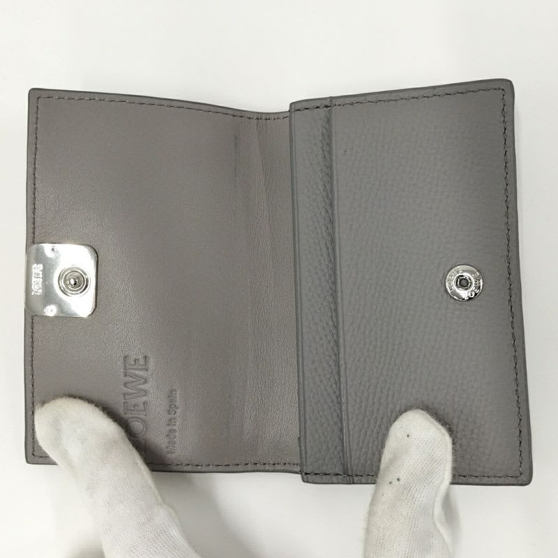 Loewe Business Card Holder Anagram Case Leather Gray C821 M97 X03