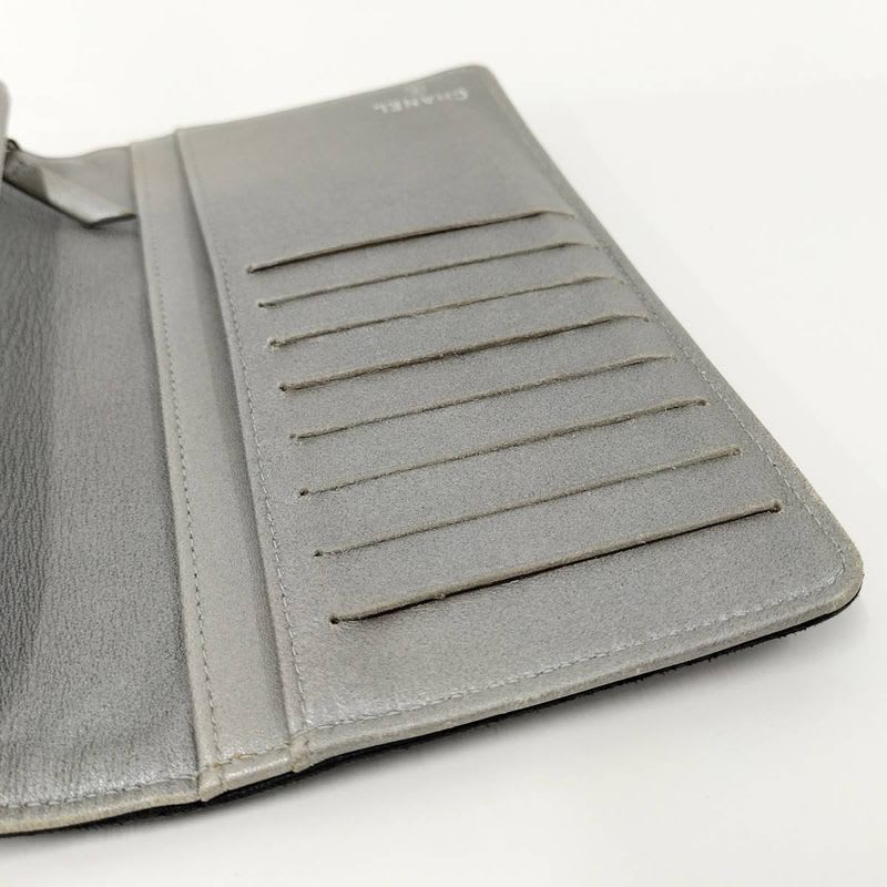 Chanel Camellia Embossed Bifold Long Wallet Leather Black