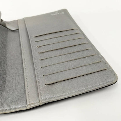 Chanel Camellia Embossed Bifold Long Wallet Leather Black