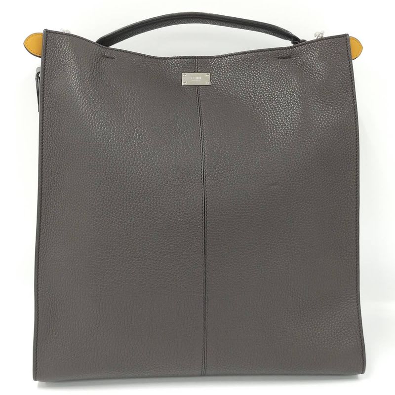 Fendi Peekaboo Egg 2-Way Shoulder Bag Leather Brown 7 Va447