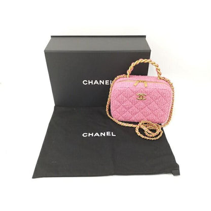 Chanel 2-Way Bag Top Handle Chain Pink Tweed