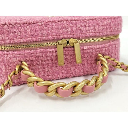 Chanel 2-Way Bag Top Handle Chain Pink Tweed