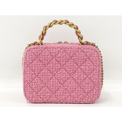 Chanel 2-Way Bag Top Handle Chain Pink Tweed