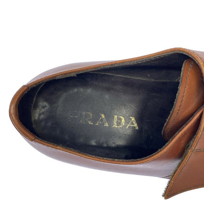 Prada Leather Loafer Shoes Brown -
