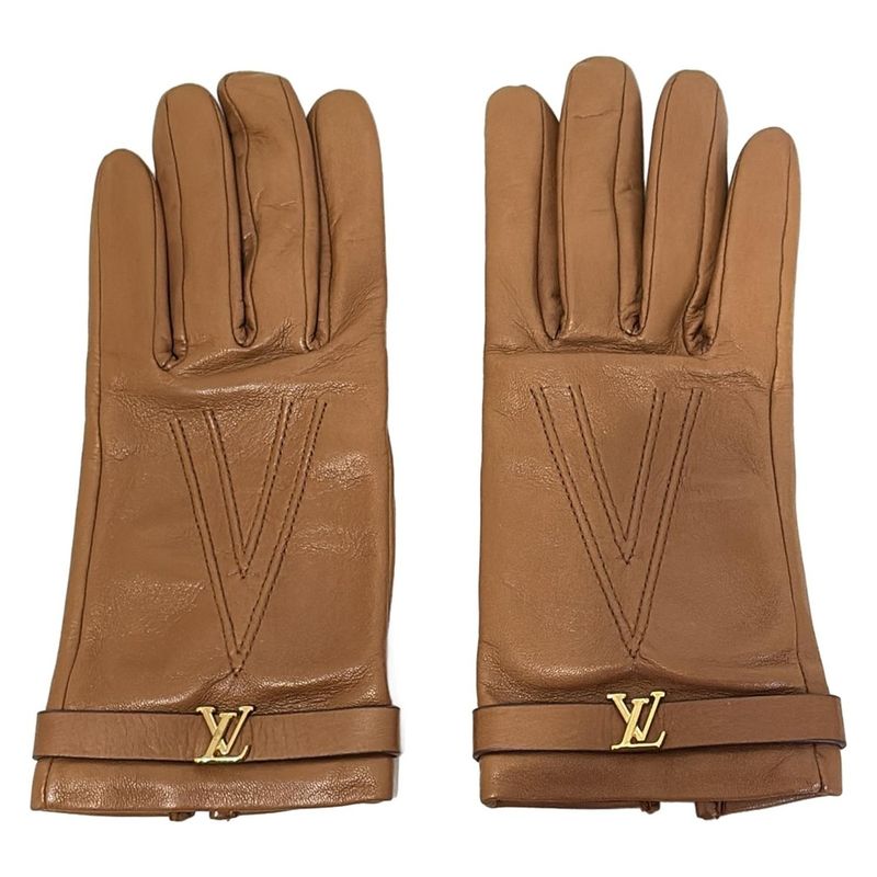 Louis Vuitton Gloves Women's Leather Glove Lady V M7212f Tan Leather