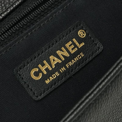 Chanel Boy Chanel Bag Shoulder Bag Caviar Skin Black Gold Hardware Chain