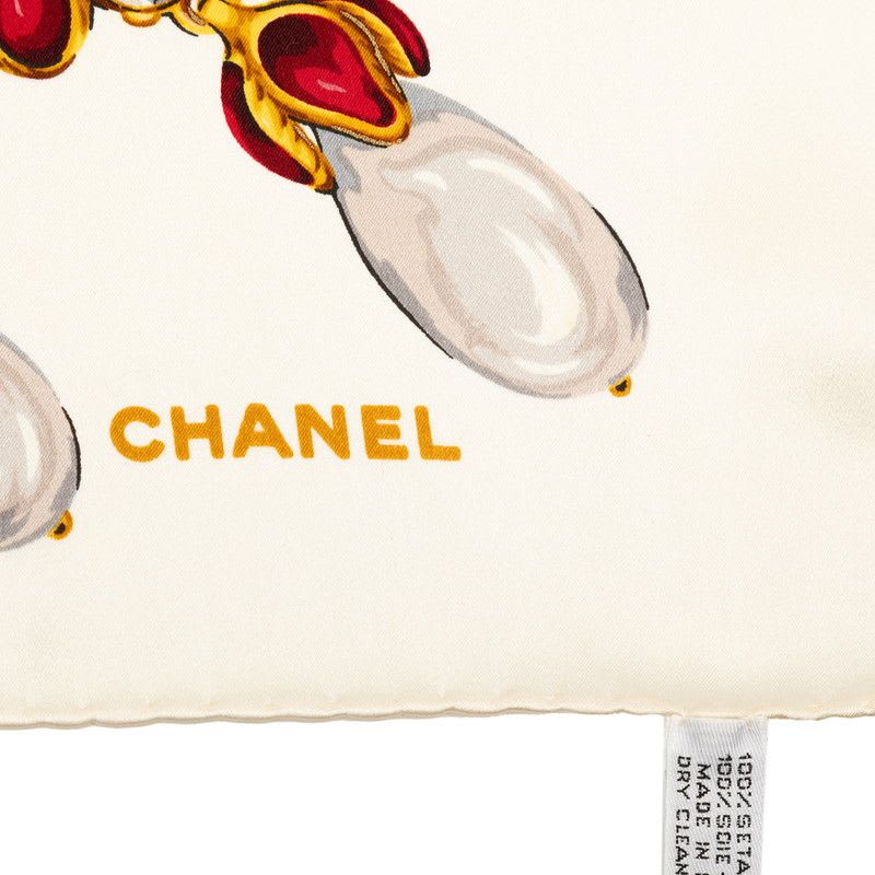 Chanel Jewelry Gem Pattern White Multicolor Silk Ladies