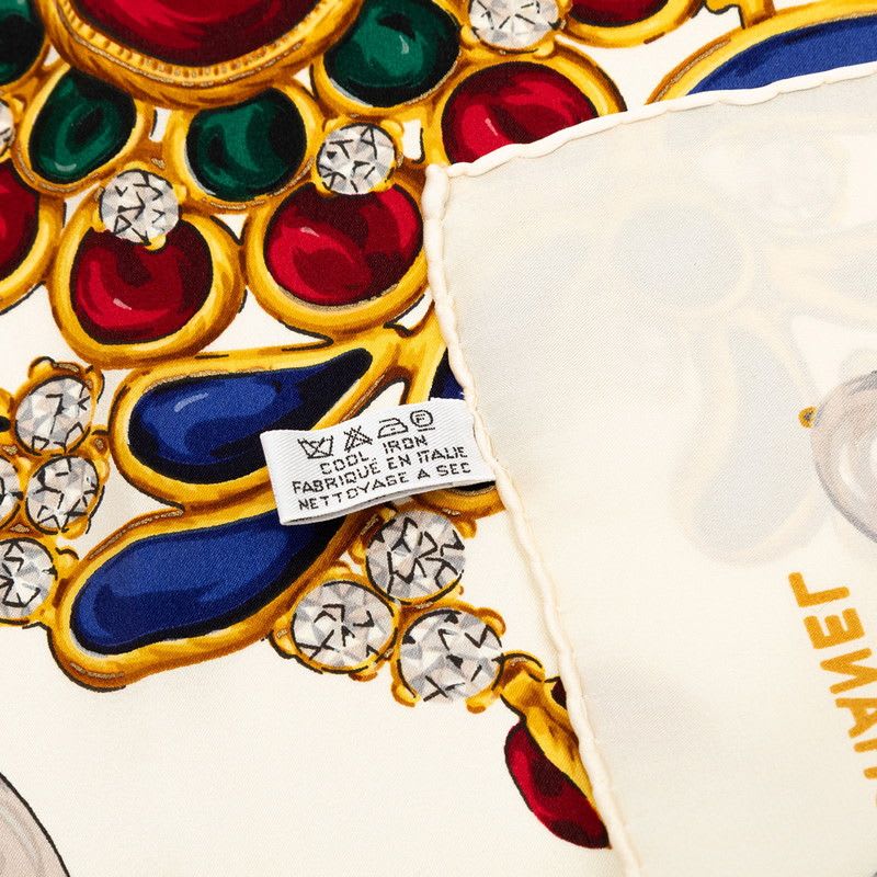 Chanel Jewelry Gem Pattern White Multicolor Silk Ladies