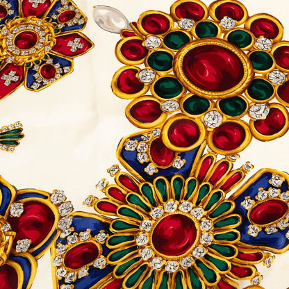 Chanel Jewelry Gem Pattern White Multicolor Silk Ladies